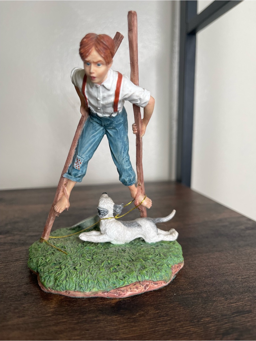 Norman Rockwell Stilt Walker Boy Figurine, First Edition Painted Resin 1999
